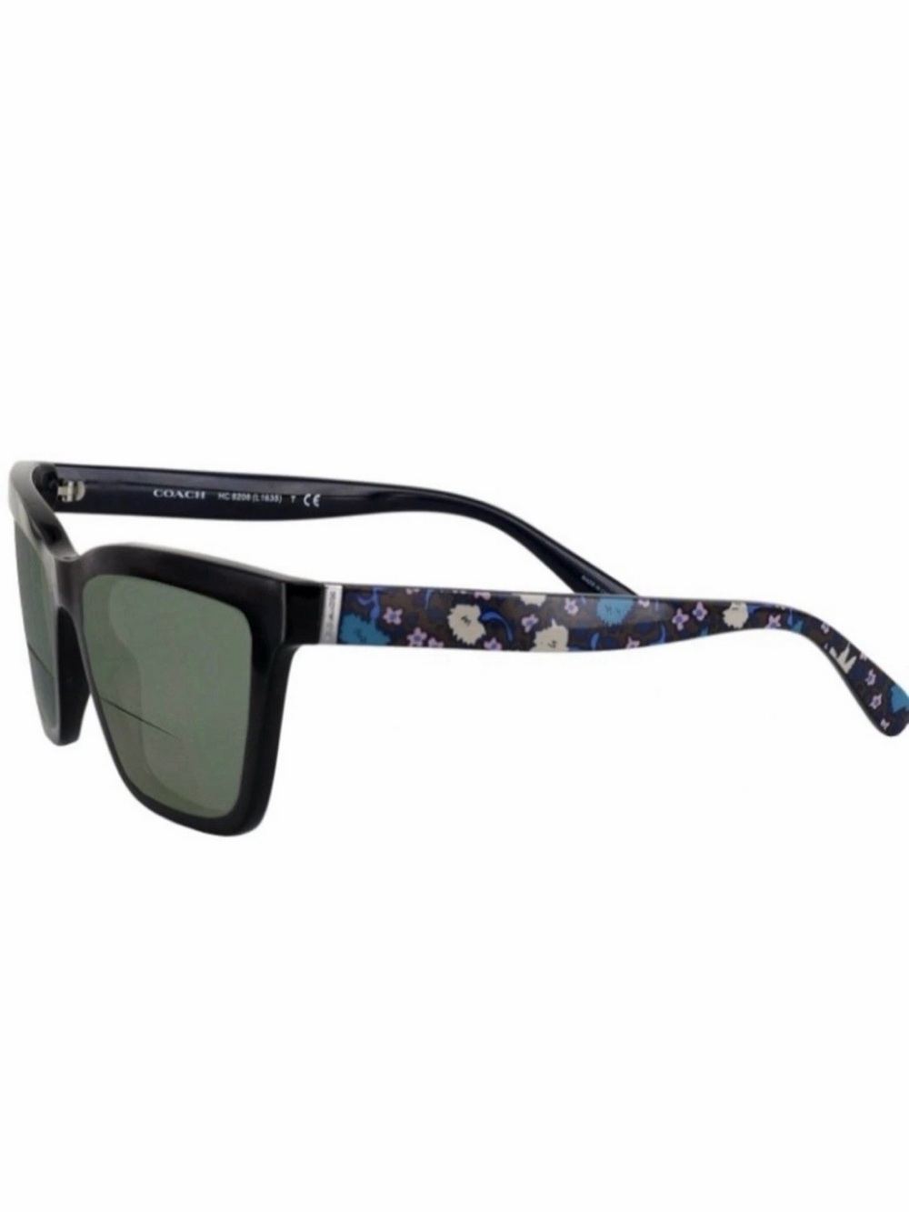 New COACH Sunglasses/Case ~ Black/ Blue Electric Floral Print HC8208 /L1635 NWOT